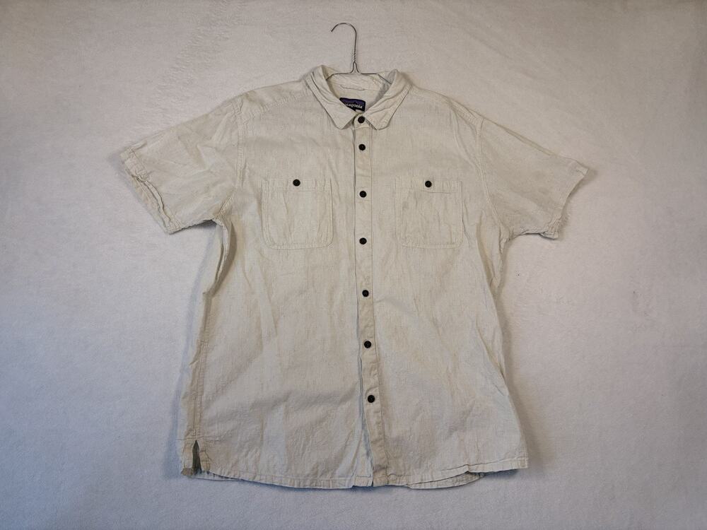 Patagonia Back Step Shirt Mens XL Tan Beige Camp Button Up
